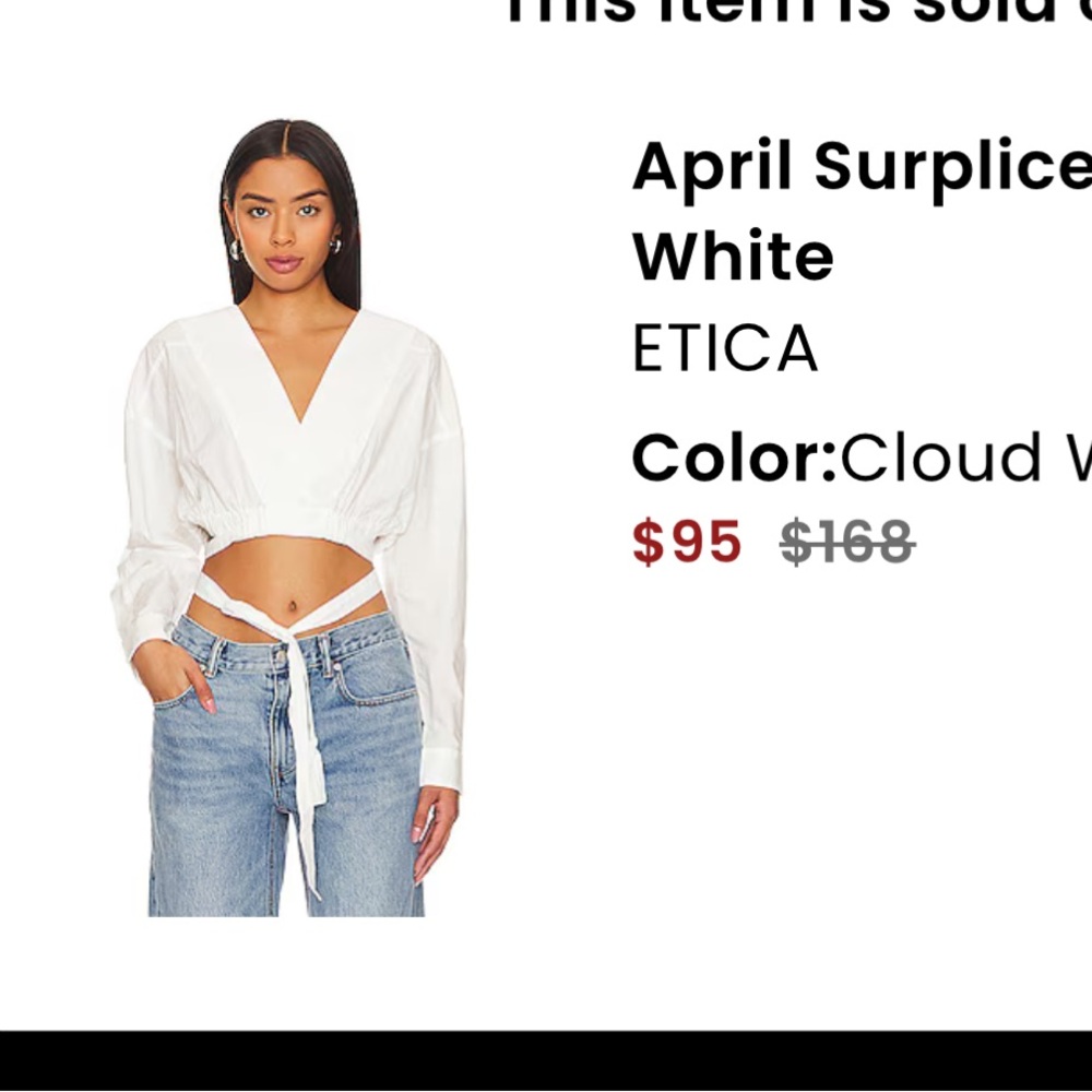 ETICA APRIL SURPLICE TOP CLOUD WHITE SIZE S